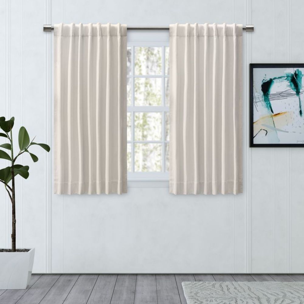 Chevron 80C/20P Sustainable Unlined Rod Pocket w/Back Tabs Panel 48x45 Ivory